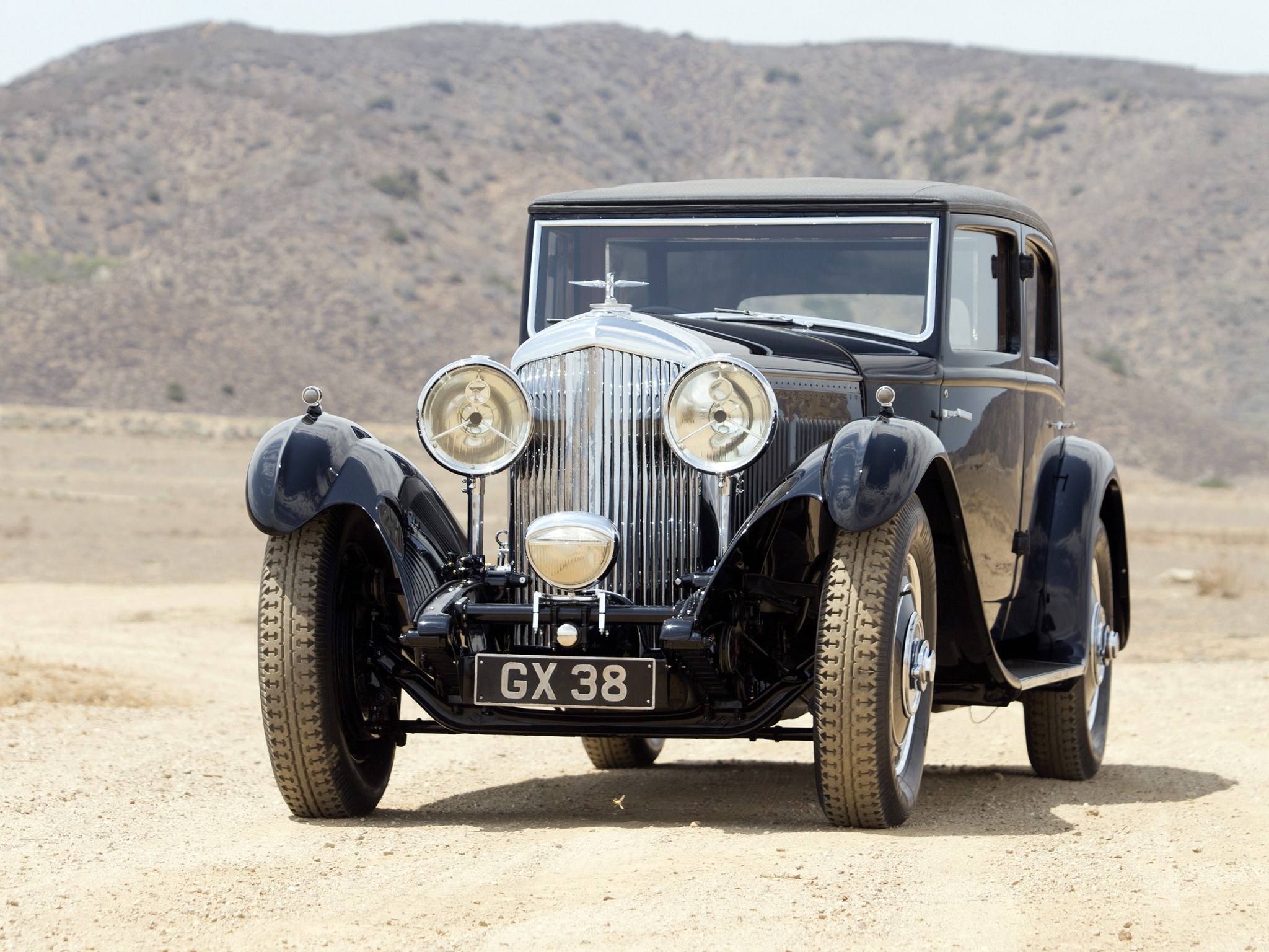 Classic Bentley in desert