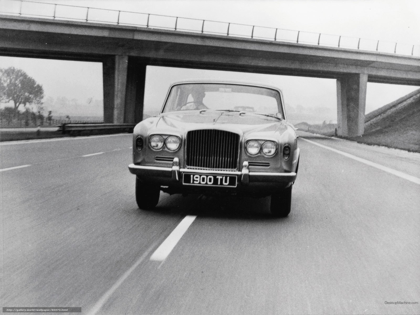 Classic Bentley on highway