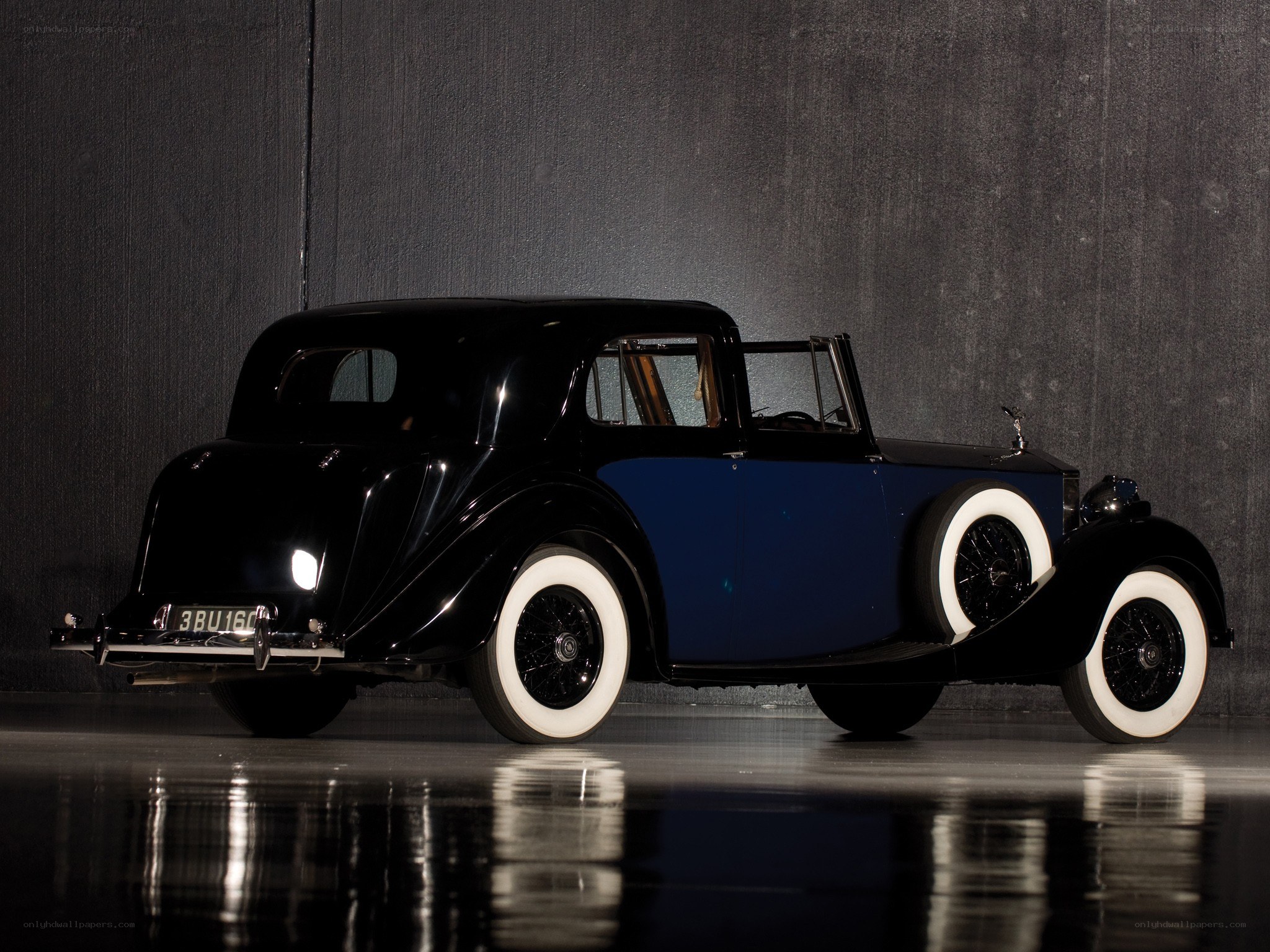 Classic black and blue car