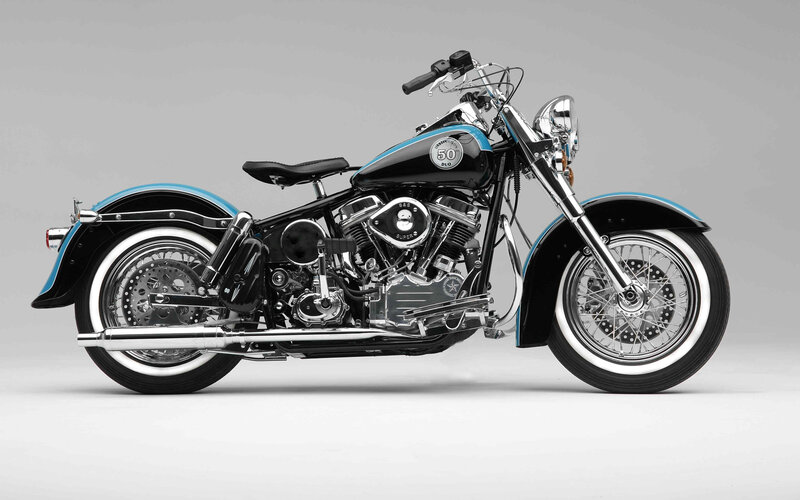 classic black and blue motorcycle