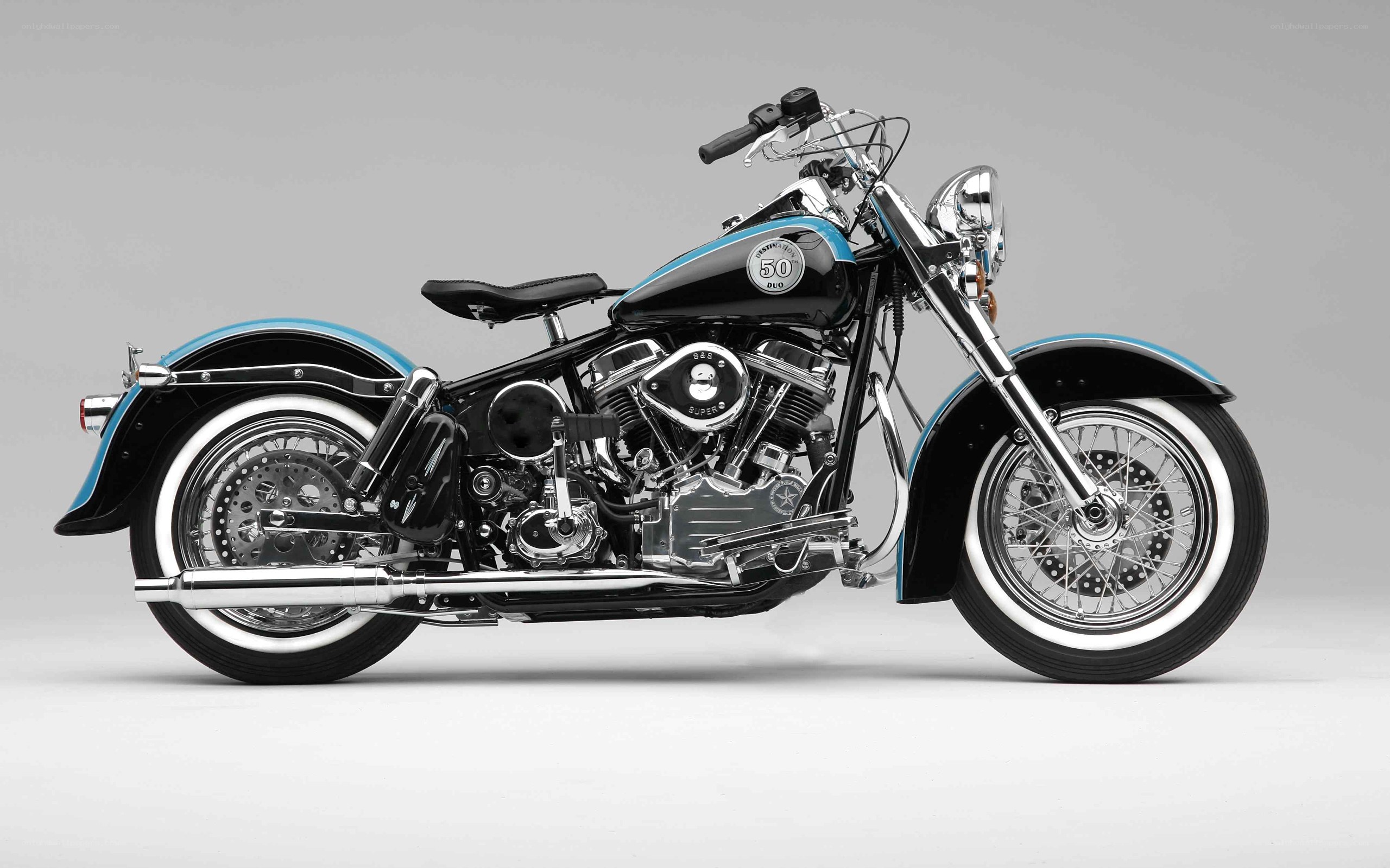 classic black and blue motorcycle