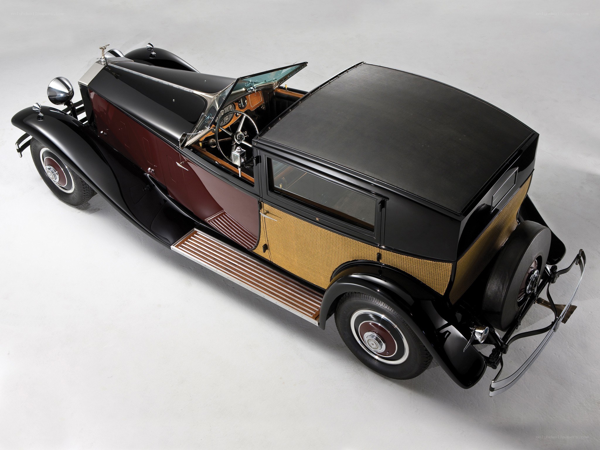 Classic black and maroon car
