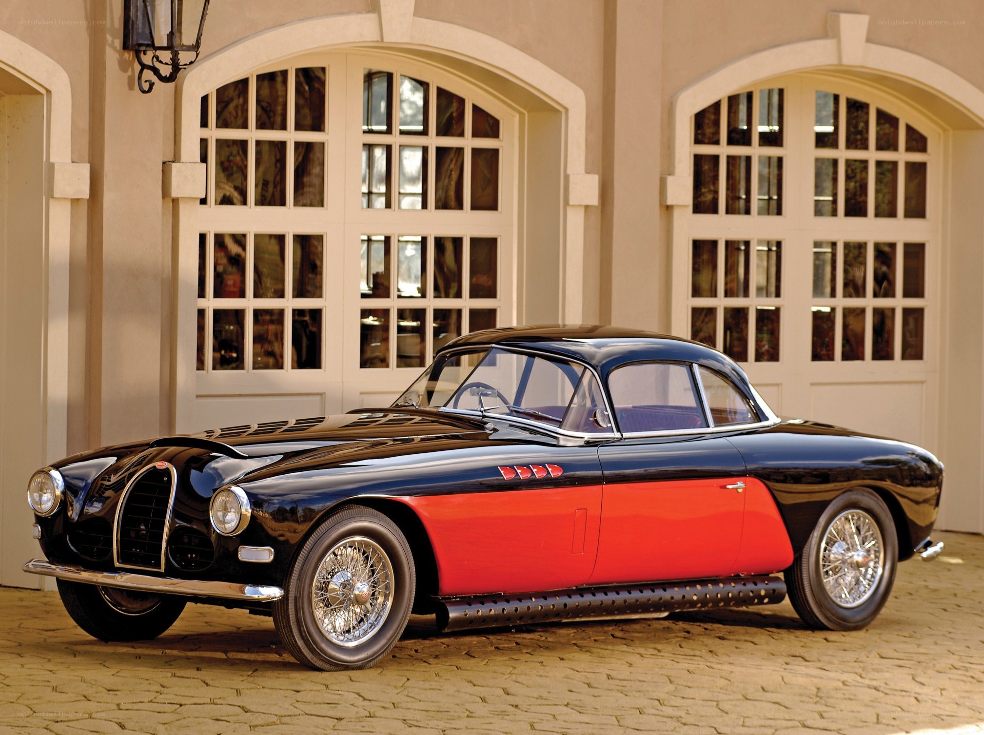 Classic black and red car