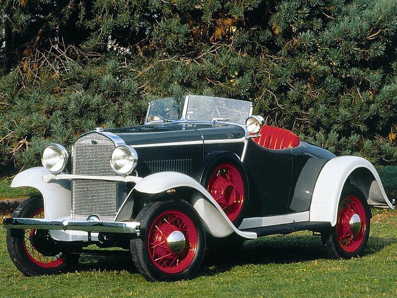 Classic black and red car