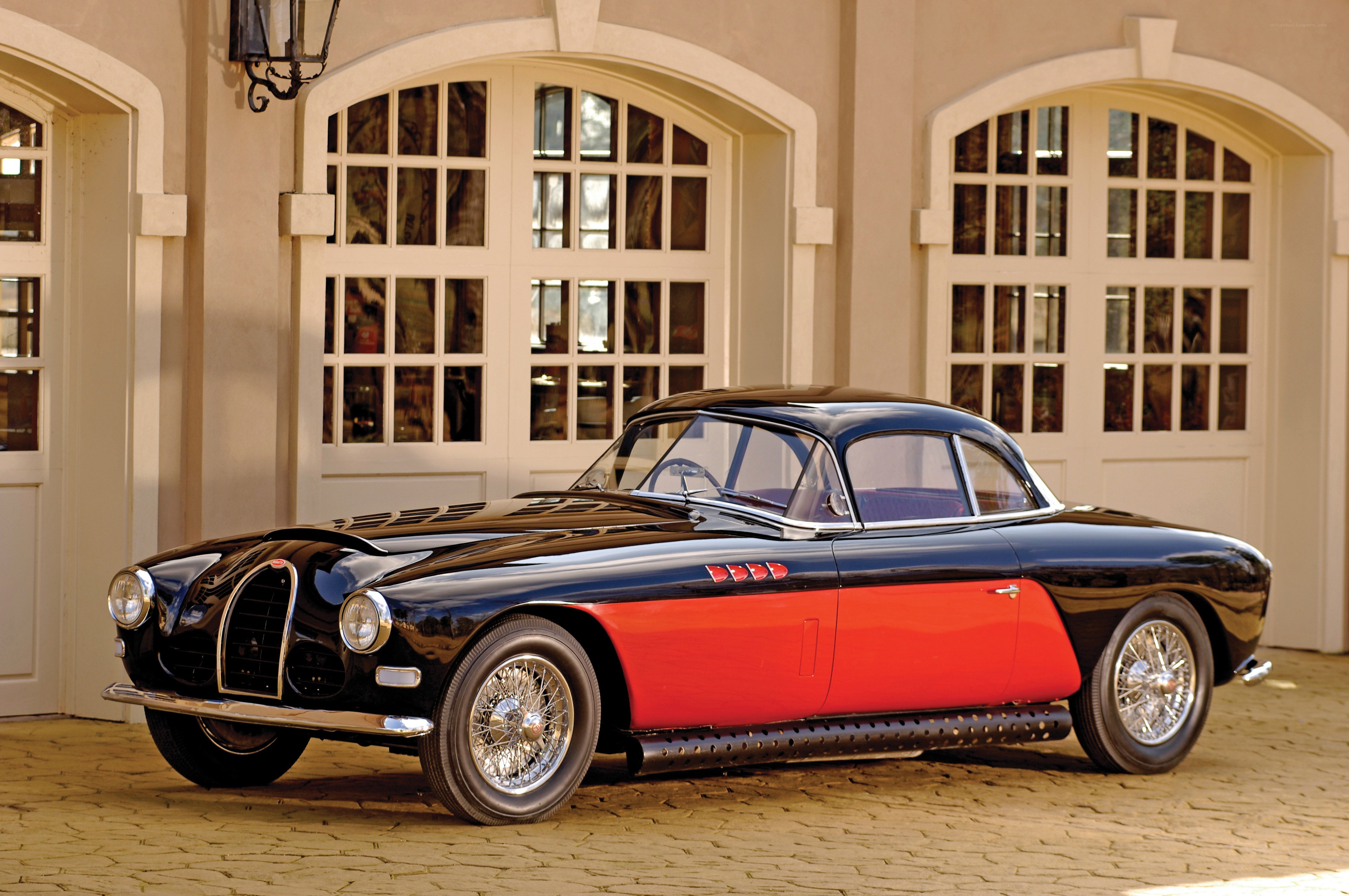 Classic black and red car