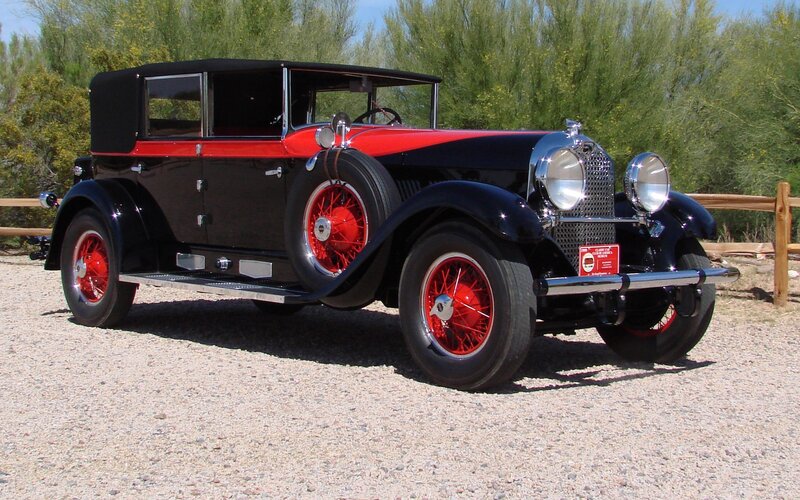Classic black and red car