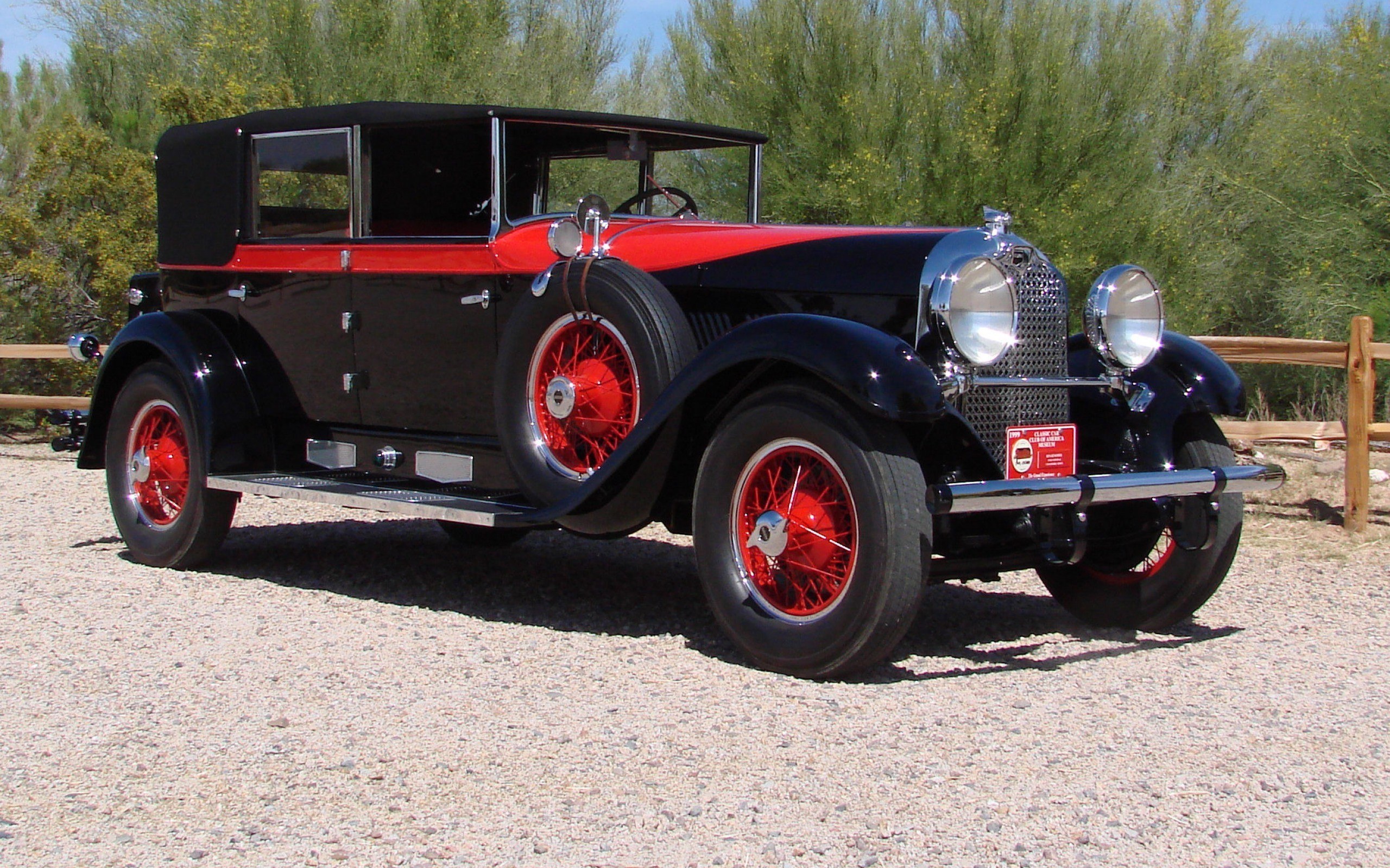 Classic black and red car