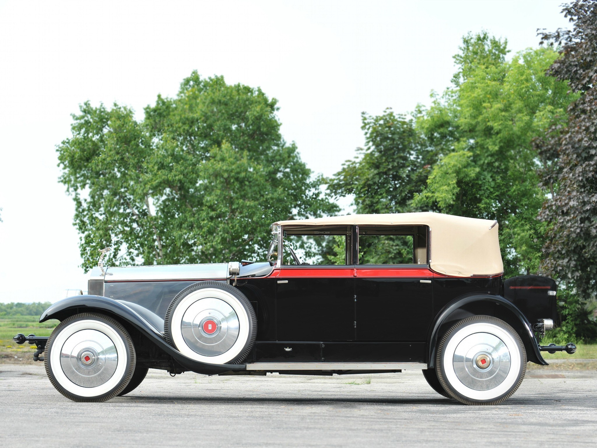 Classic black and red car