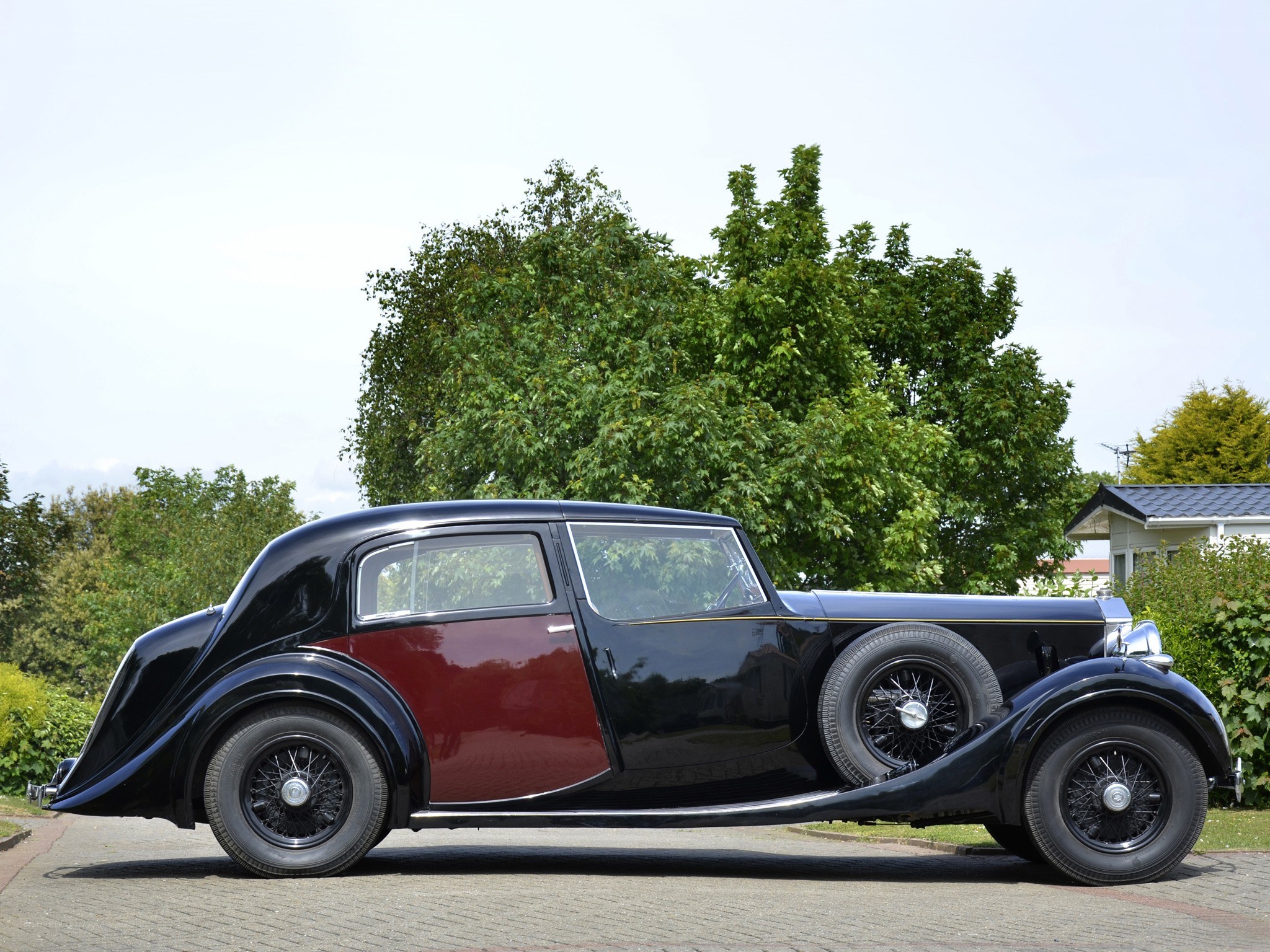 Classic black and red car