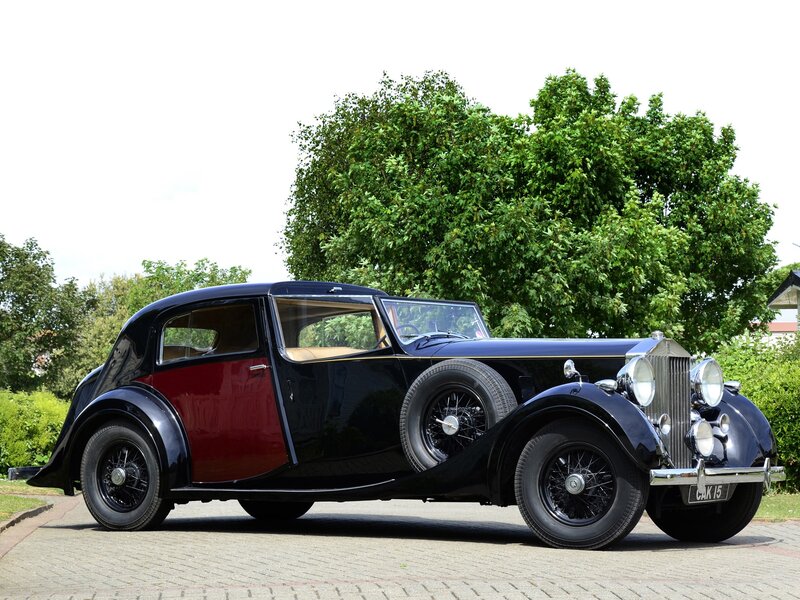 Classic black and red car
