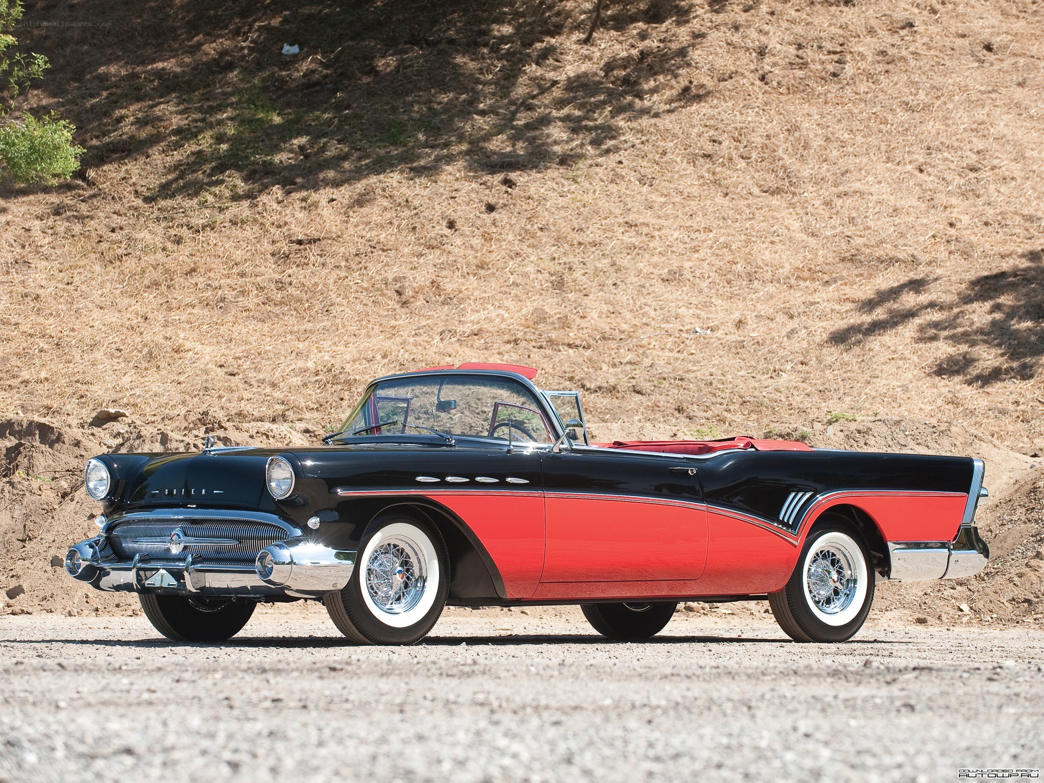 Classic black and red convertible