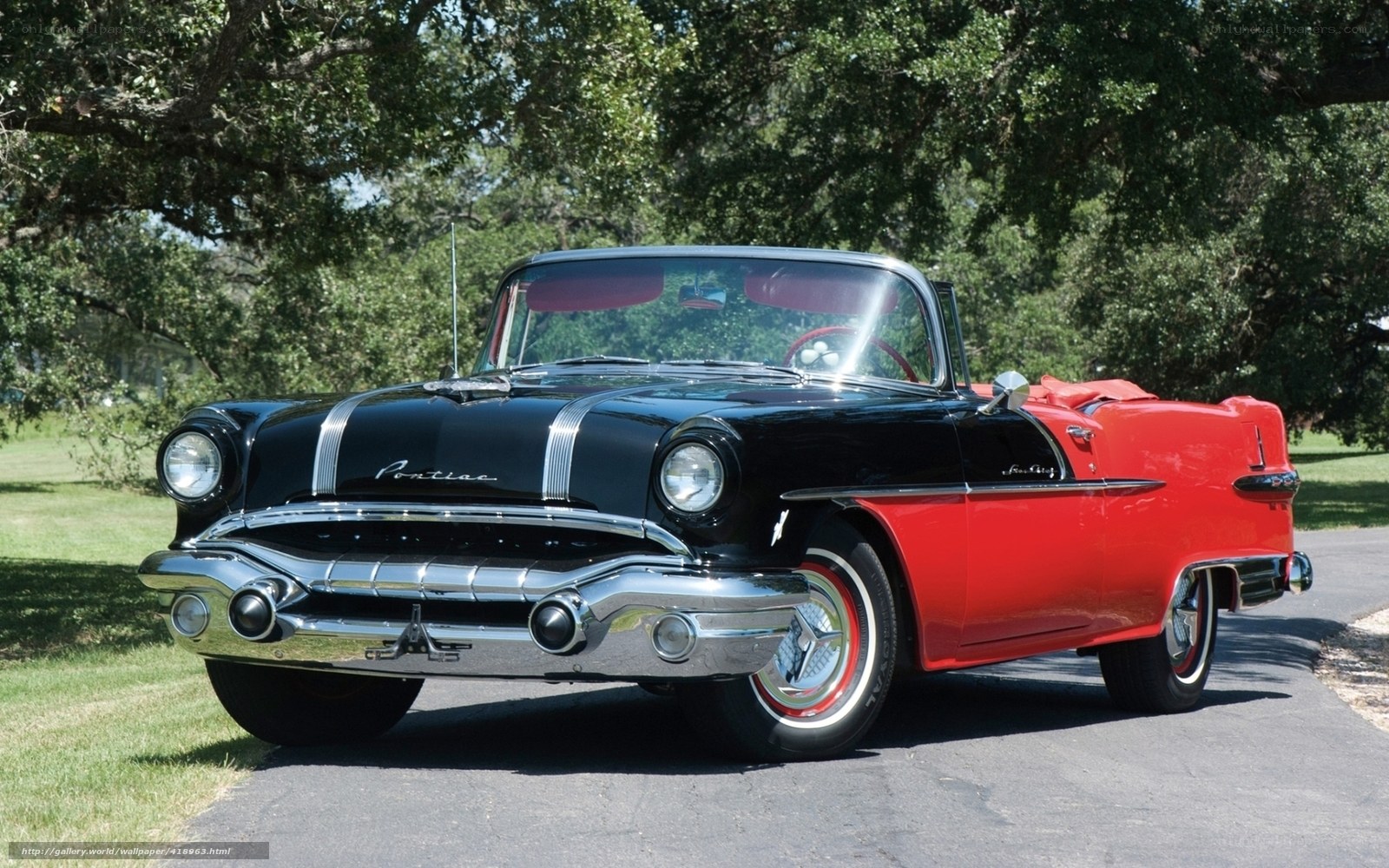 Classic black and red convertible car