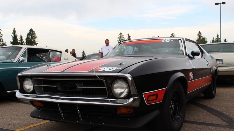 Classic black and red muscle car