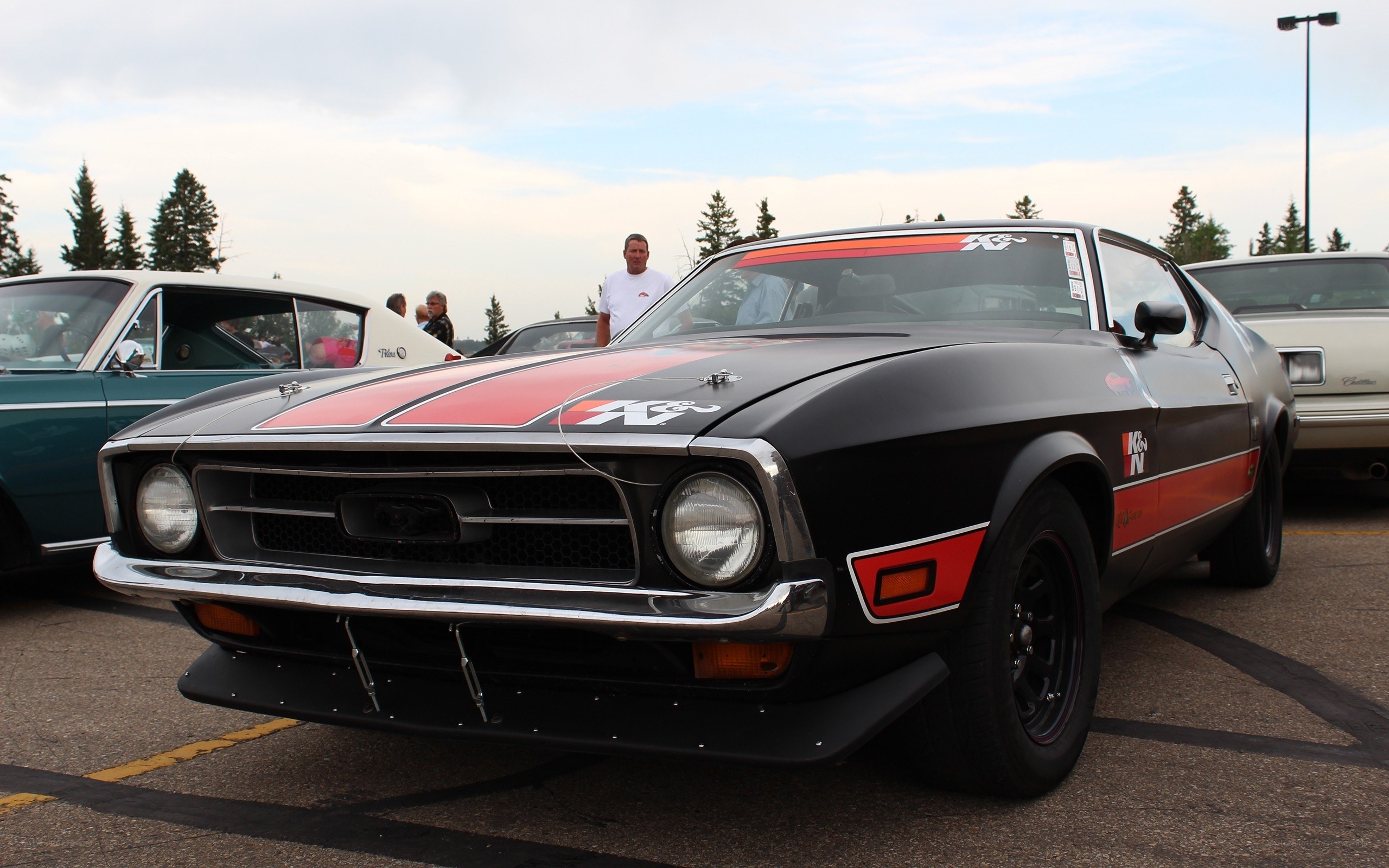 Classic black and red muscle car