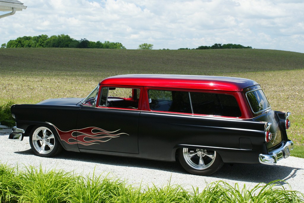 classic black and red station wagon