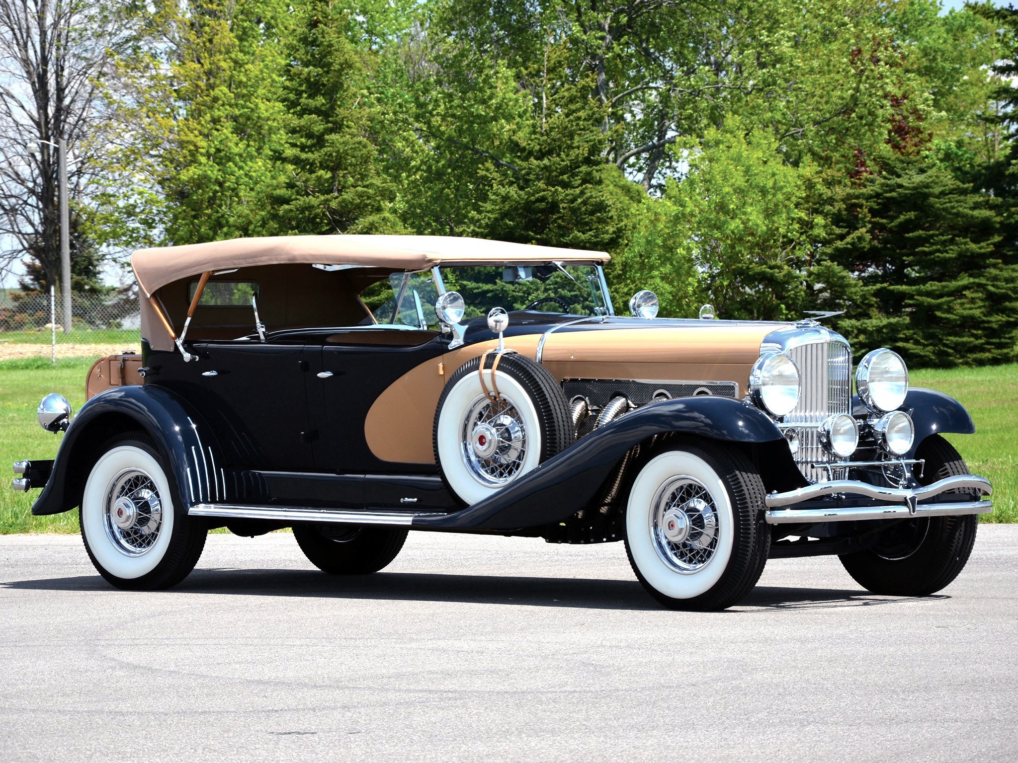 Classic black and tan convertible