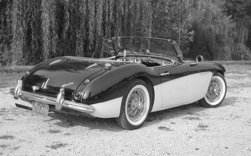 Classic black and white convertible car