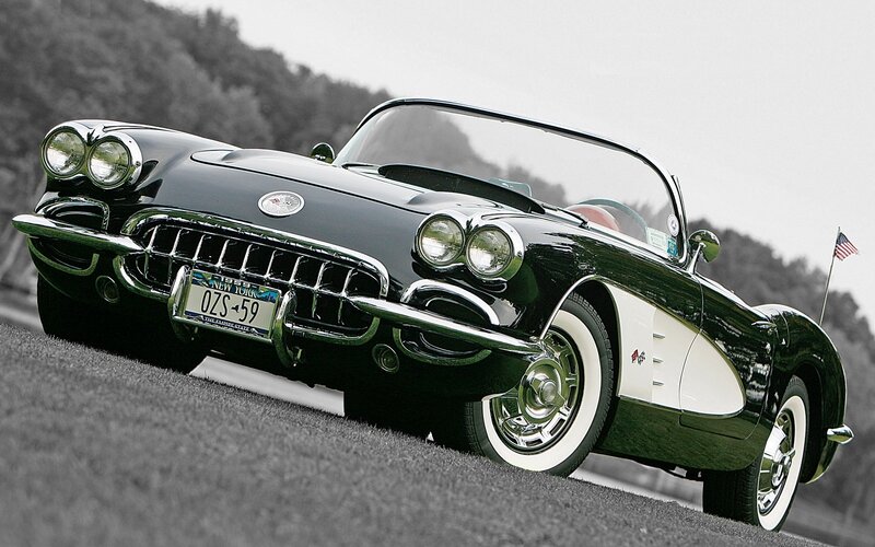 Classic black and white Corvette