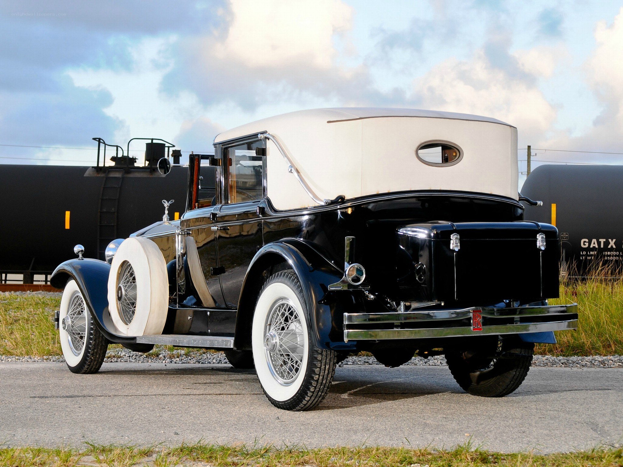 Classic black and white Rolls-Royce