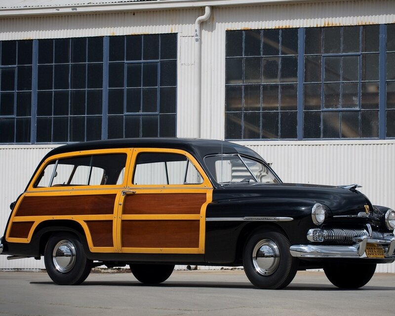 Classic black and wood station wagon