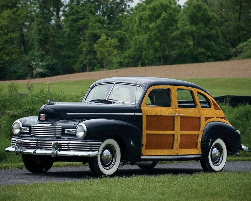 Classic black and wood station wagon