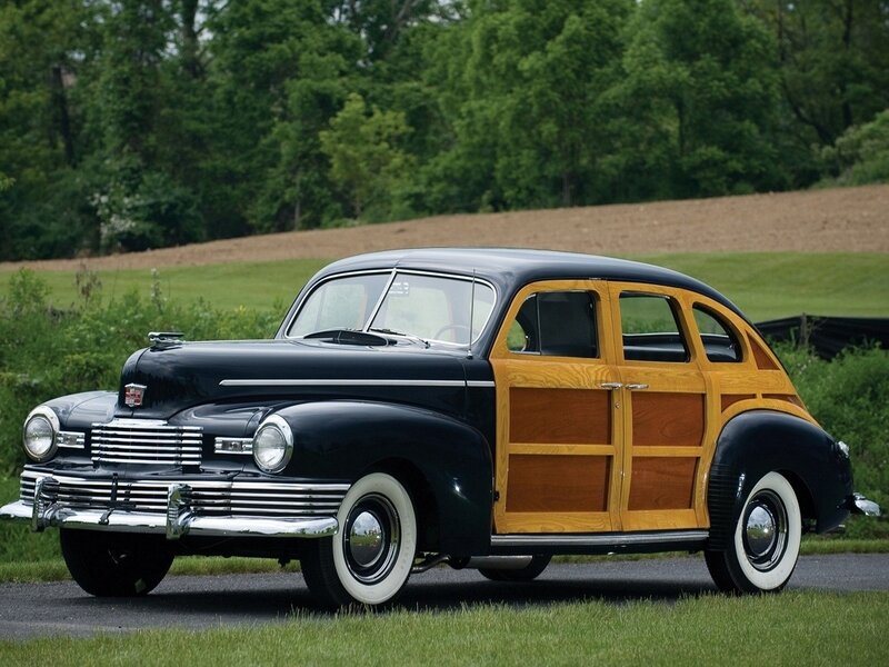Classic black and wood station wagon