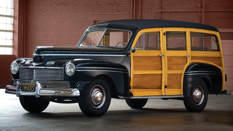 Classic black and wood station wagon