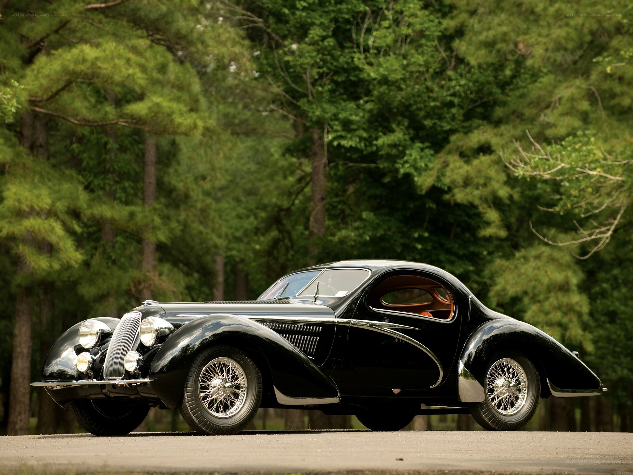Classic black Bugatti car