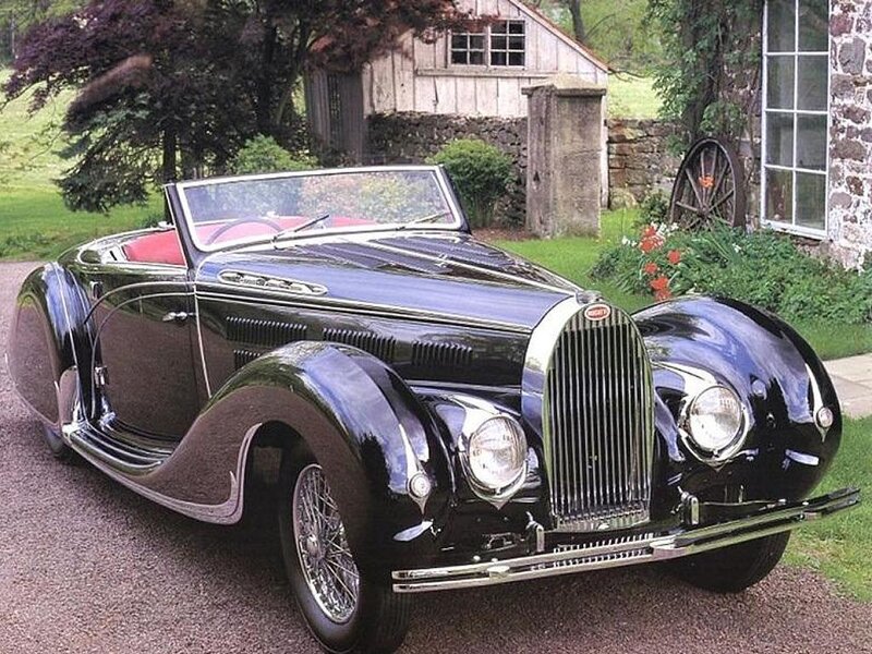 Classic black Bugatti convertible