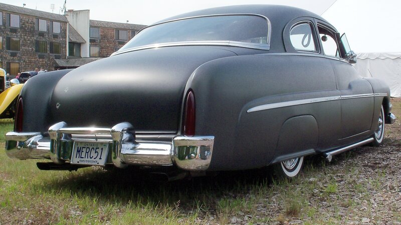classic black car at a show