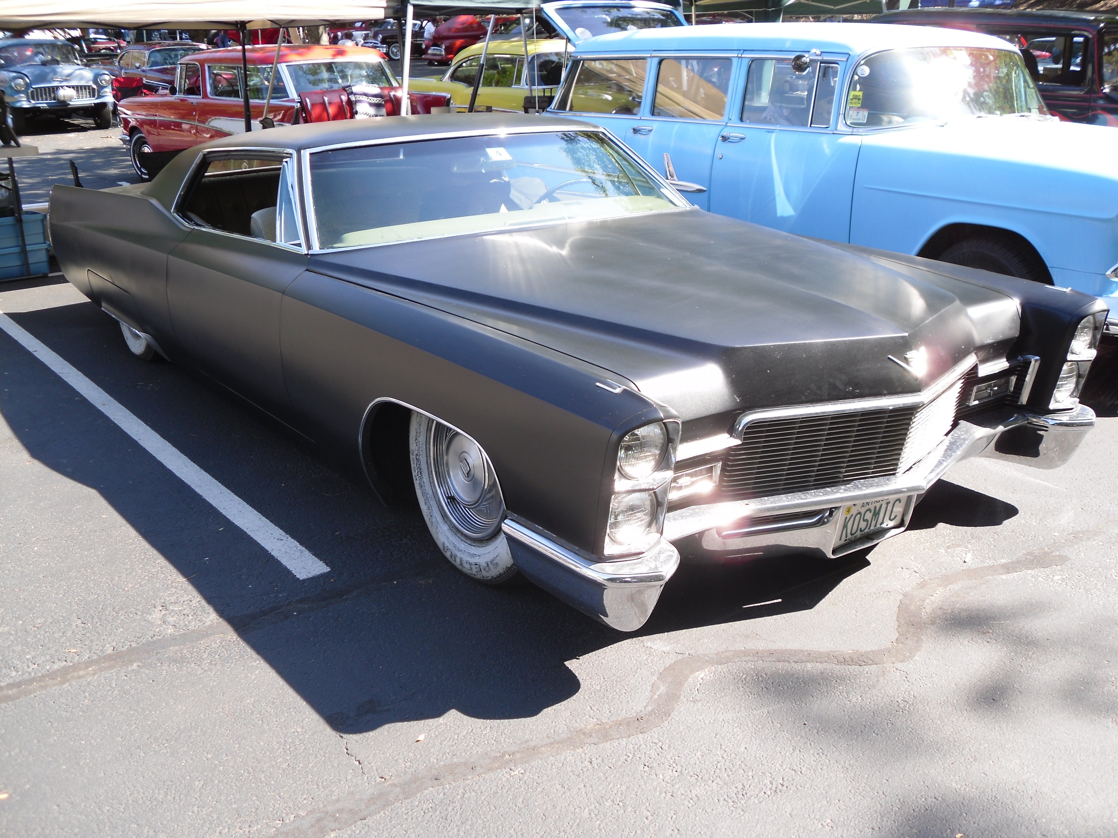 Classic black car at a show