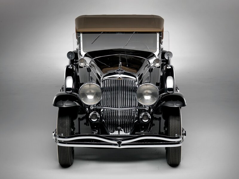 classic black car front view