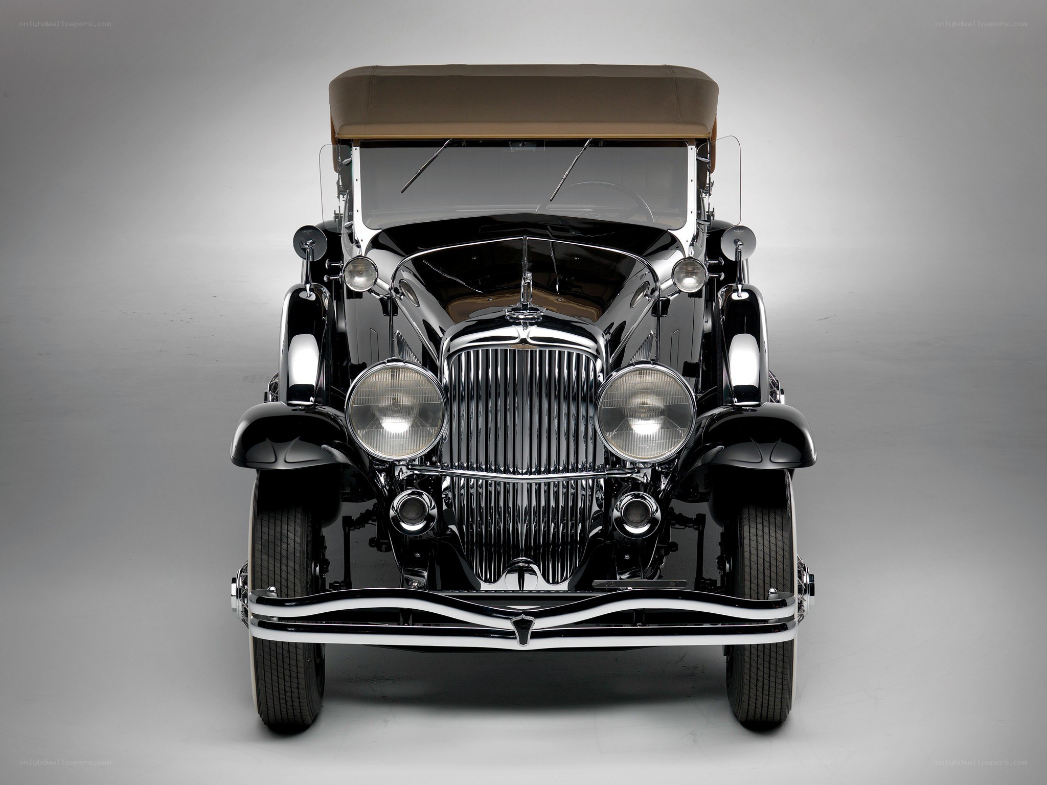 classic black car front view