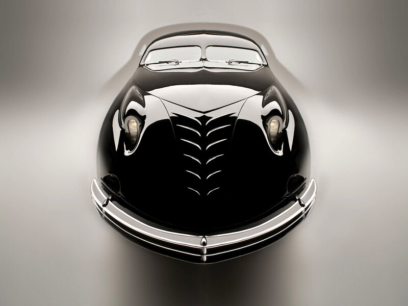 classic black car front view