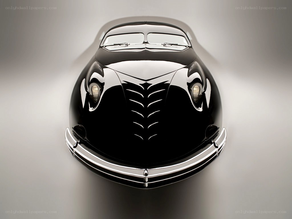 classic black car front view