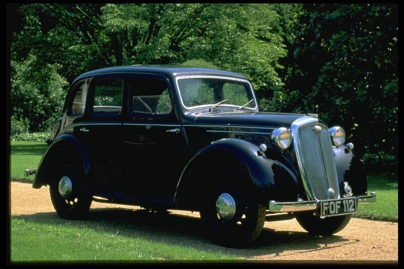Classic black car in garden