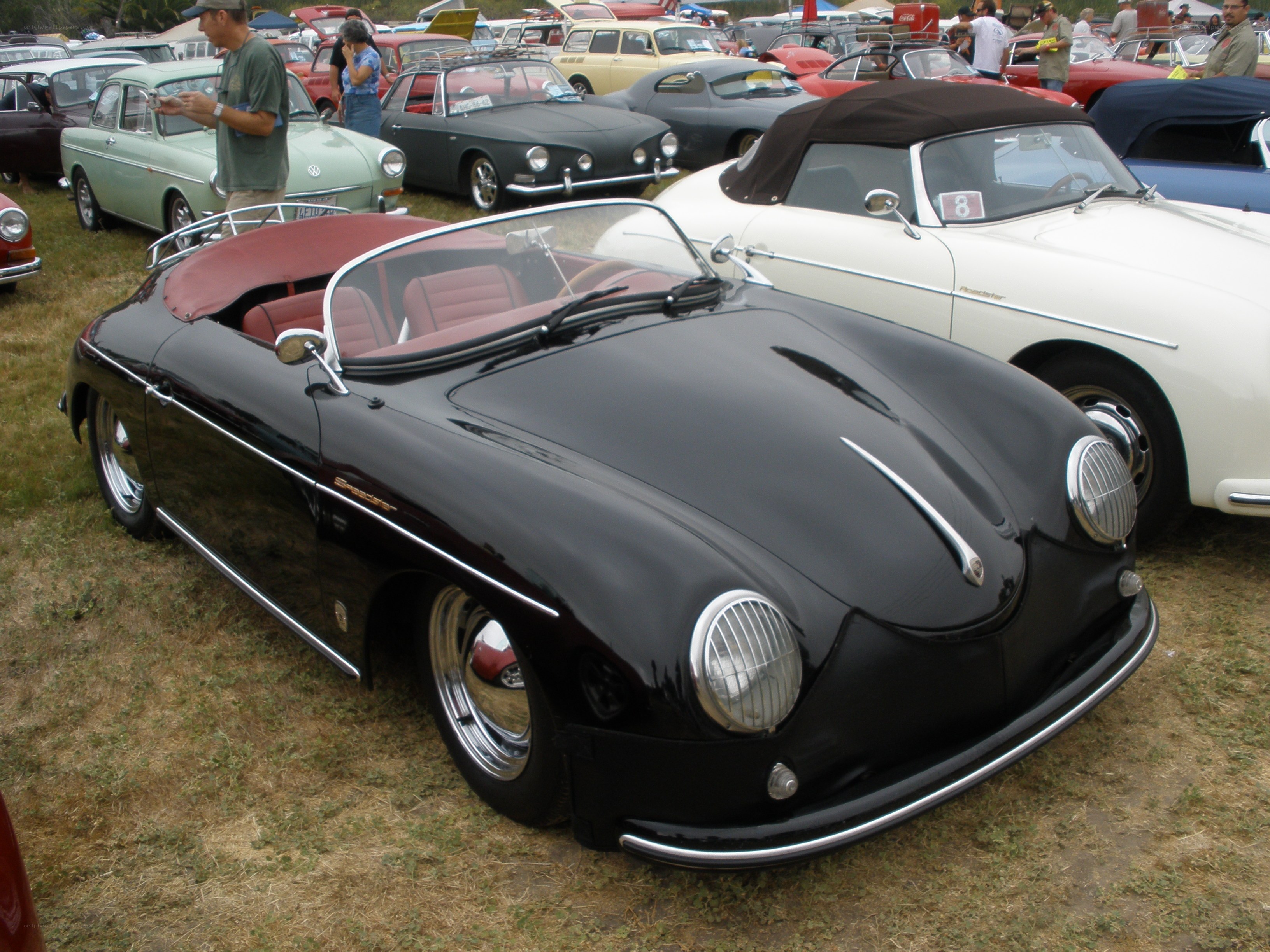 Classic black convertible at car show