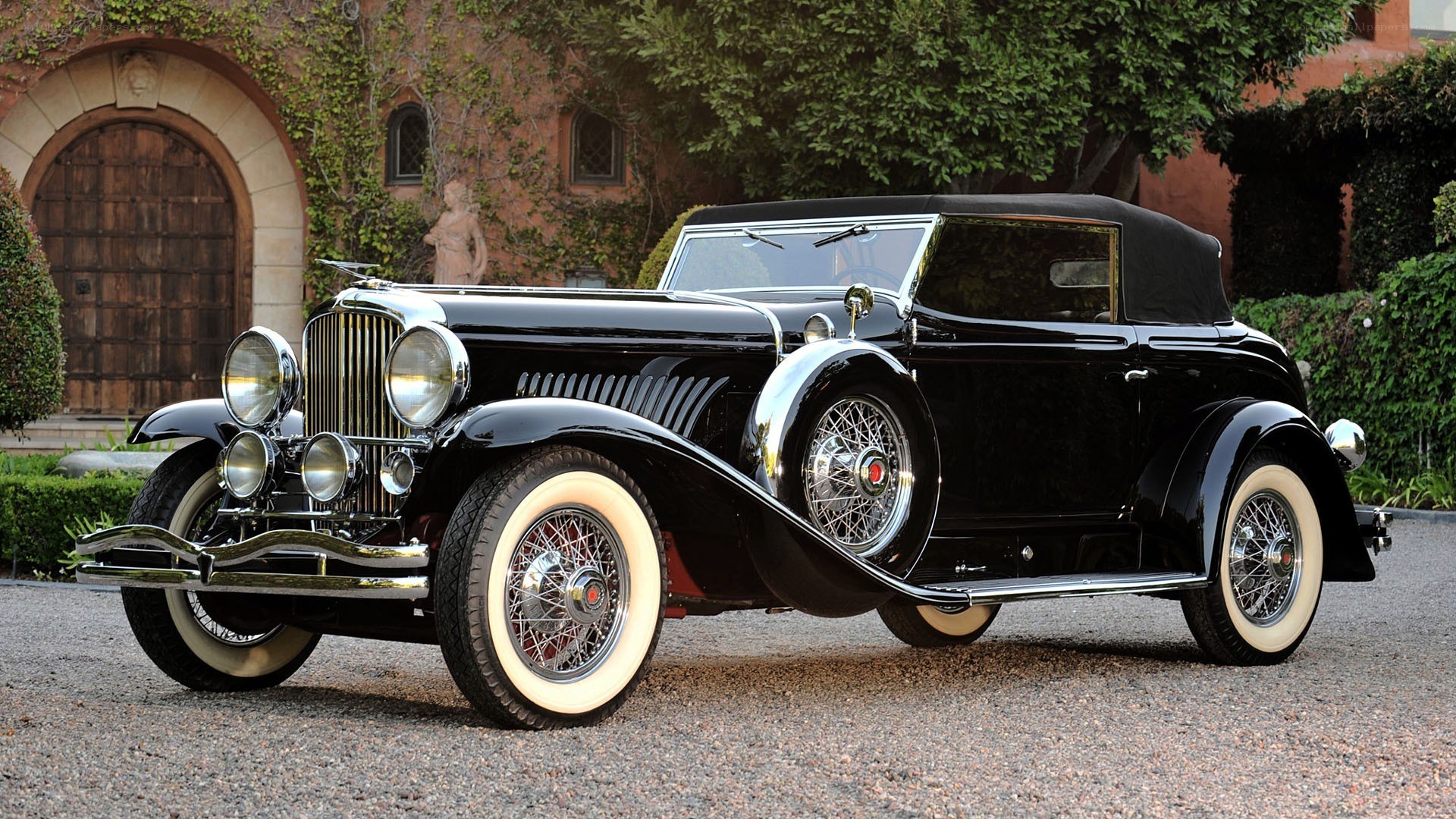 Classic black convertible car