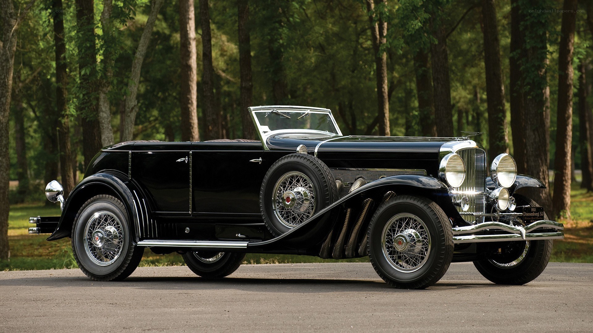 Classic black convertible car
