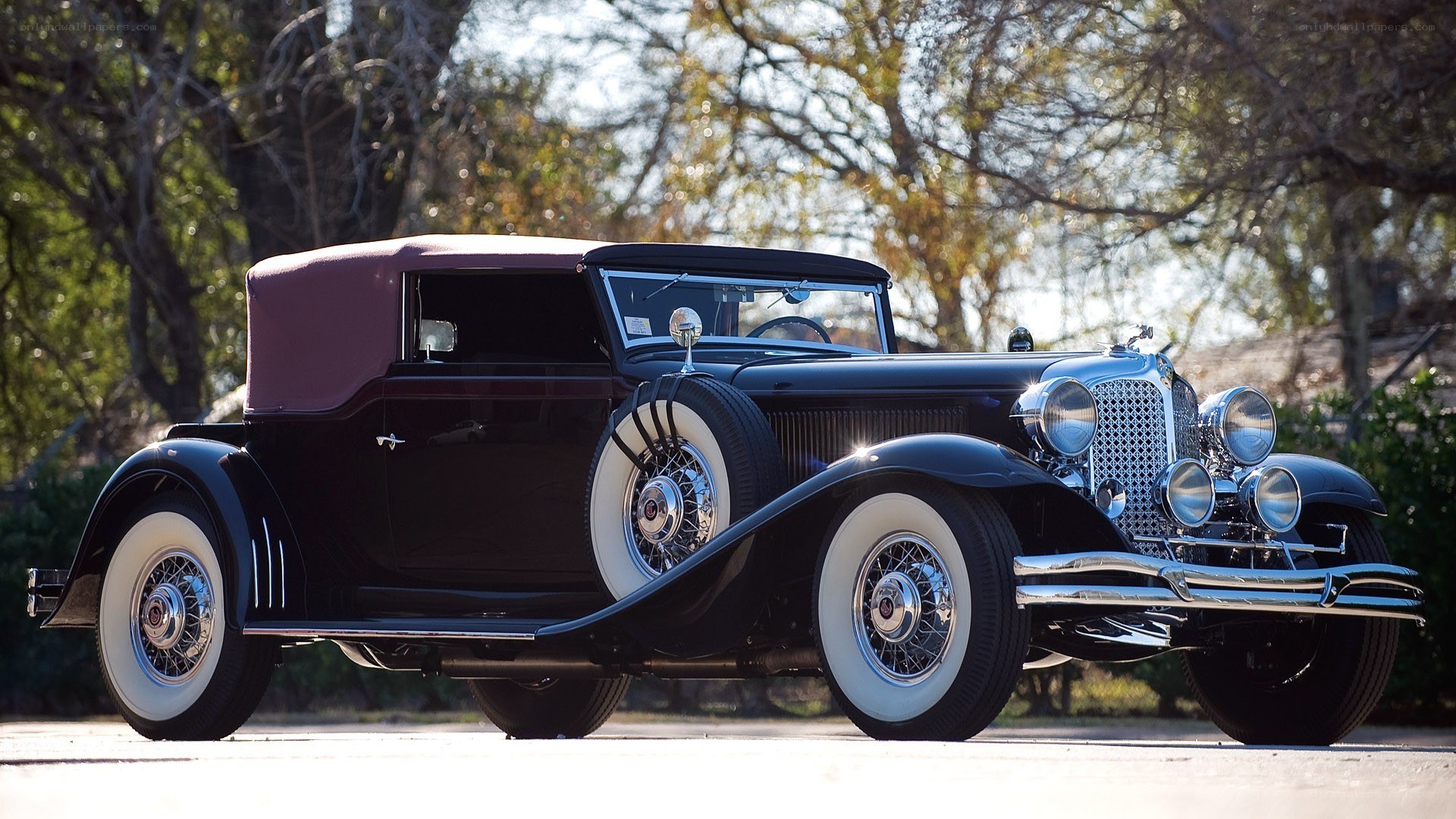 Classic black convertible car