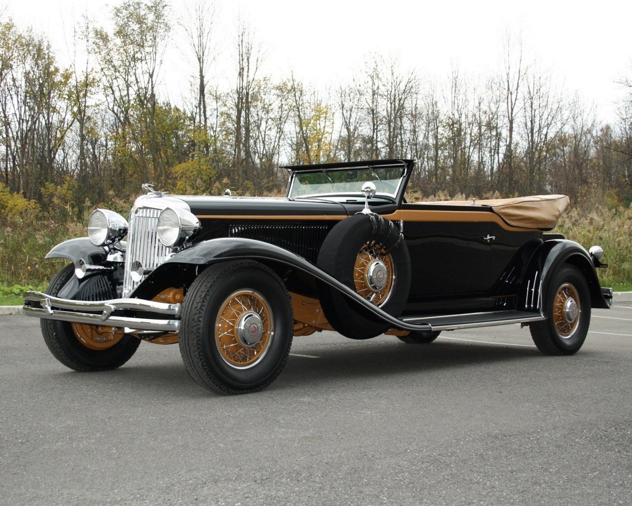 Classic black convertible car