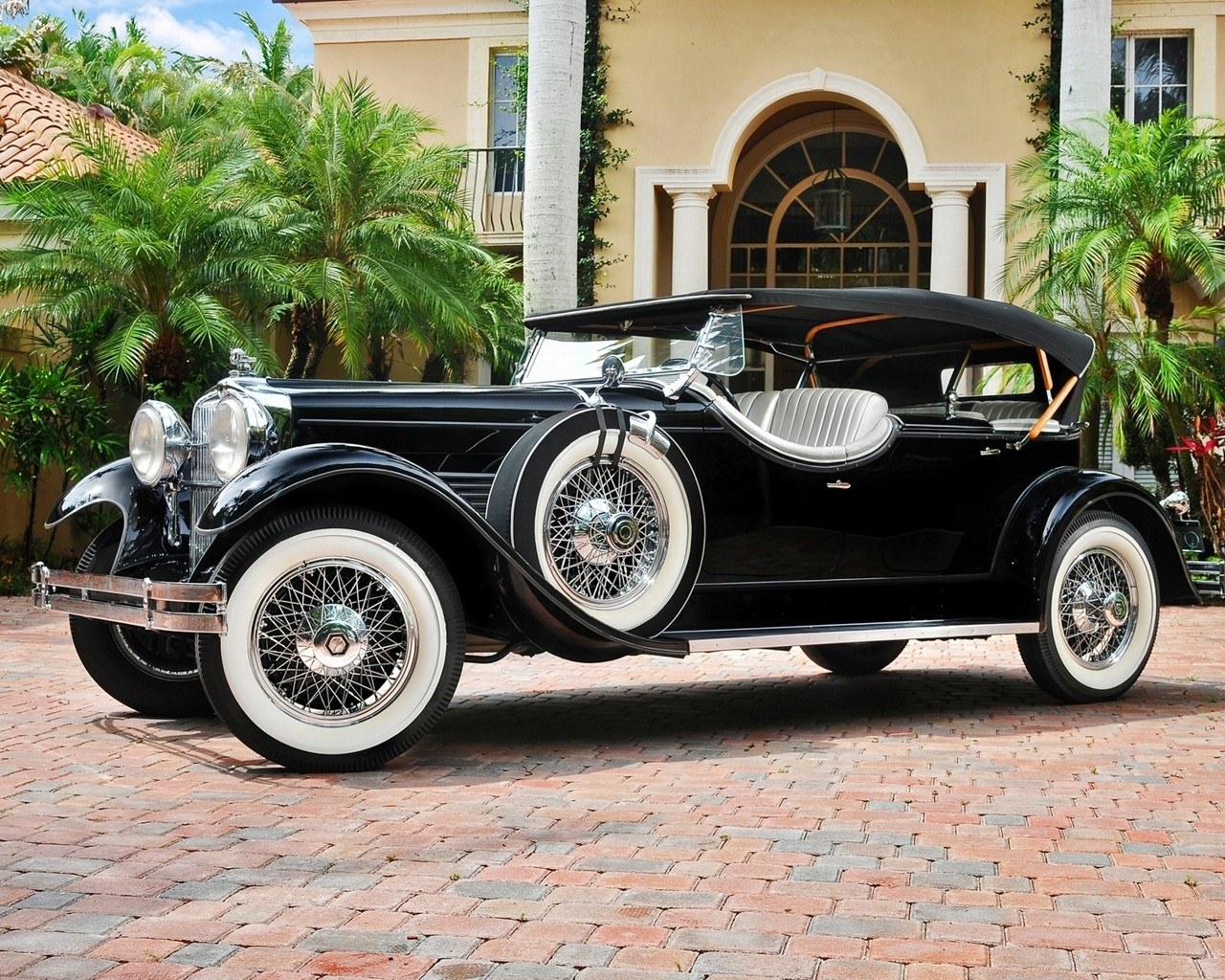Classic black convertible car