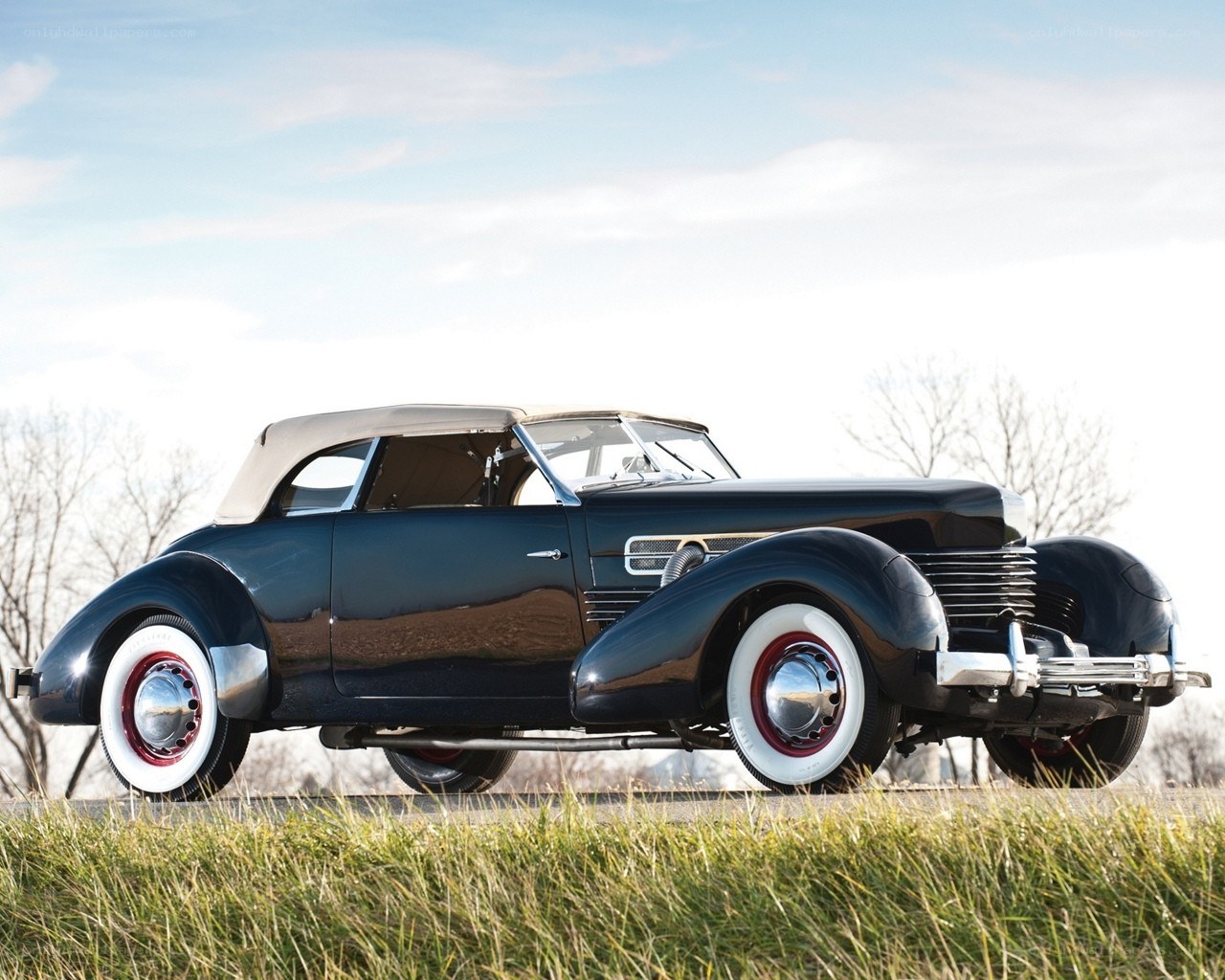 Classic black convertible car