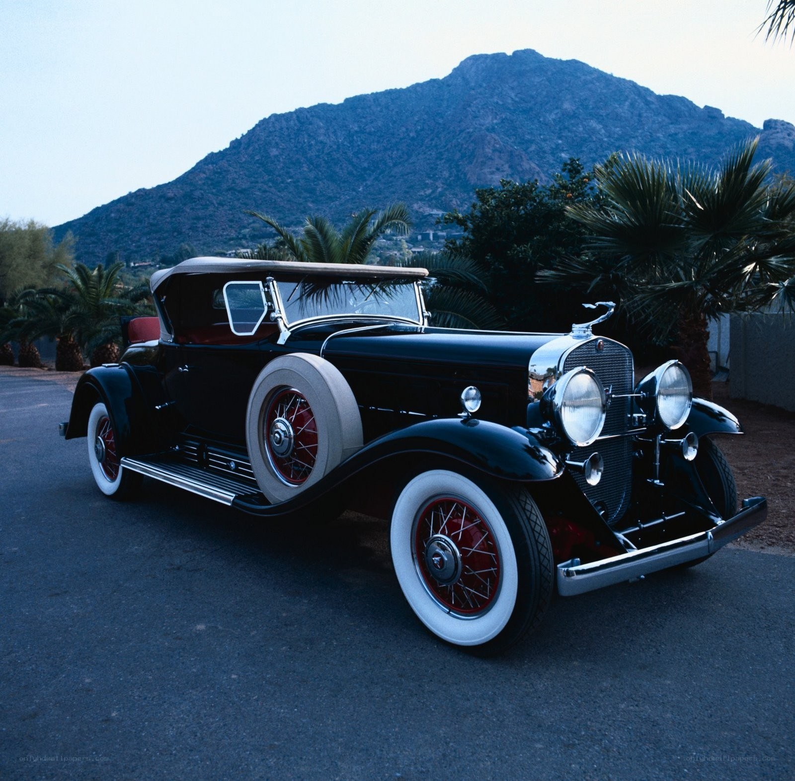 Classic black convertible car