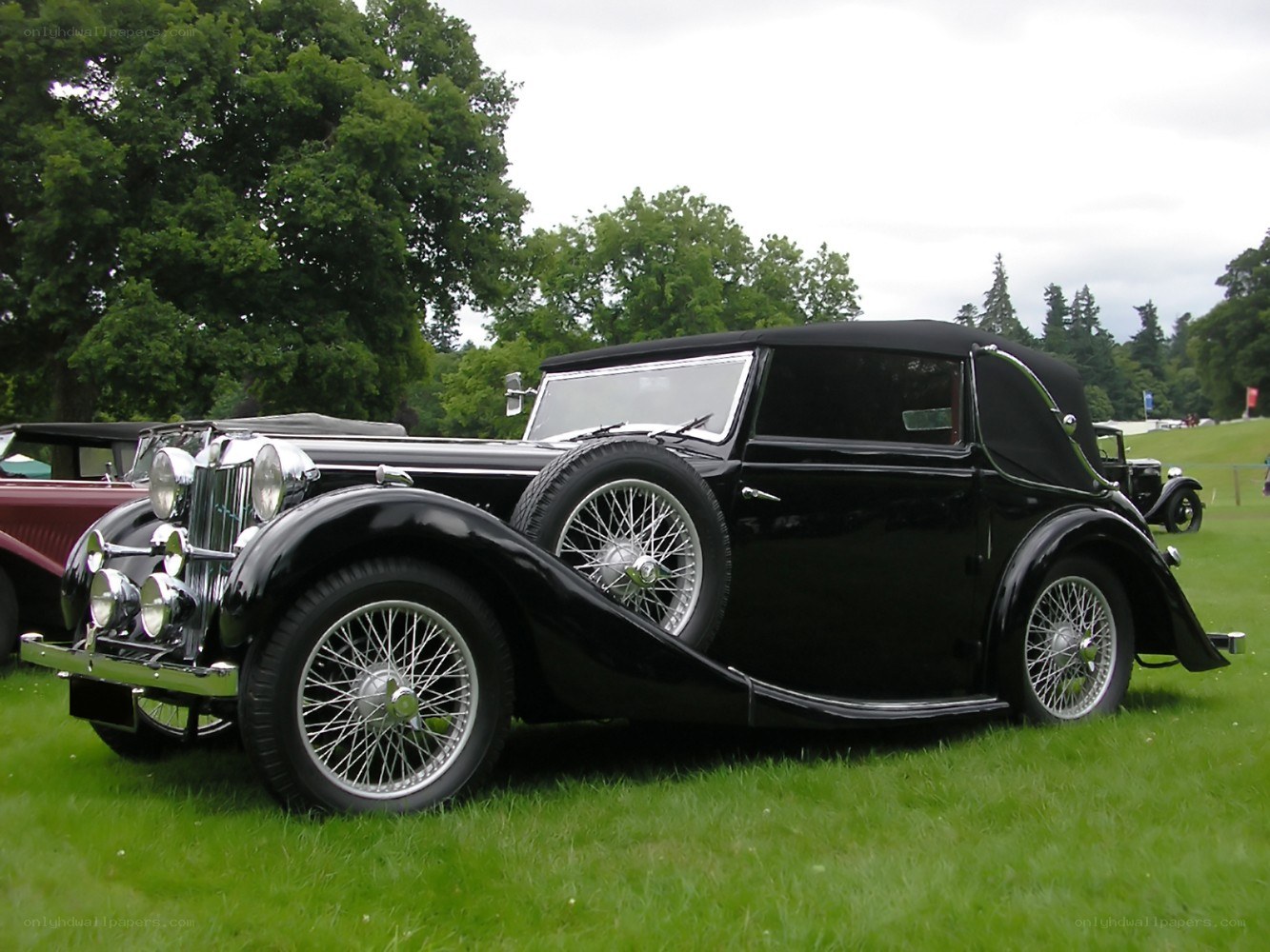 Classic black convertible car