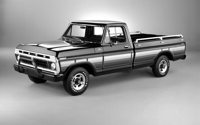 Classic black Ford F-150 pickup truck