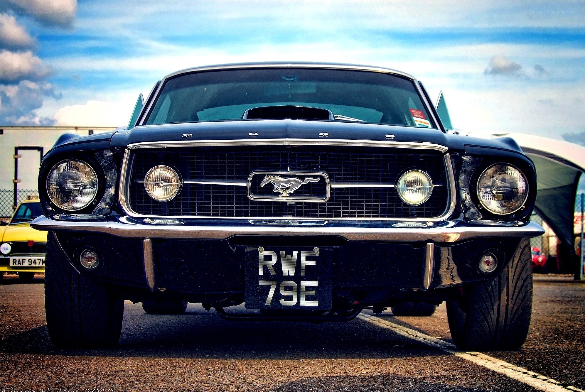 Classic black Ford Mustang