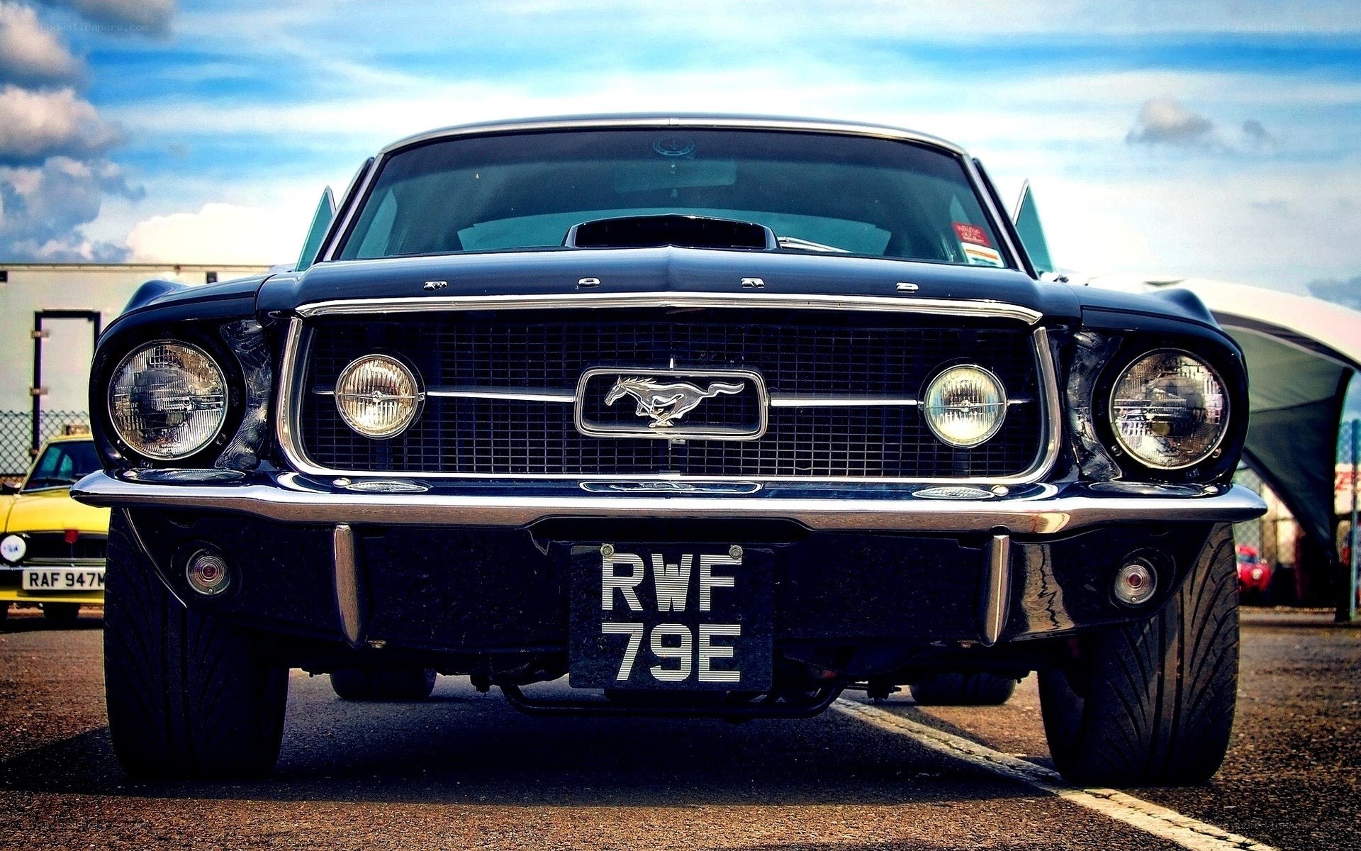 Classic black Ford Mustang