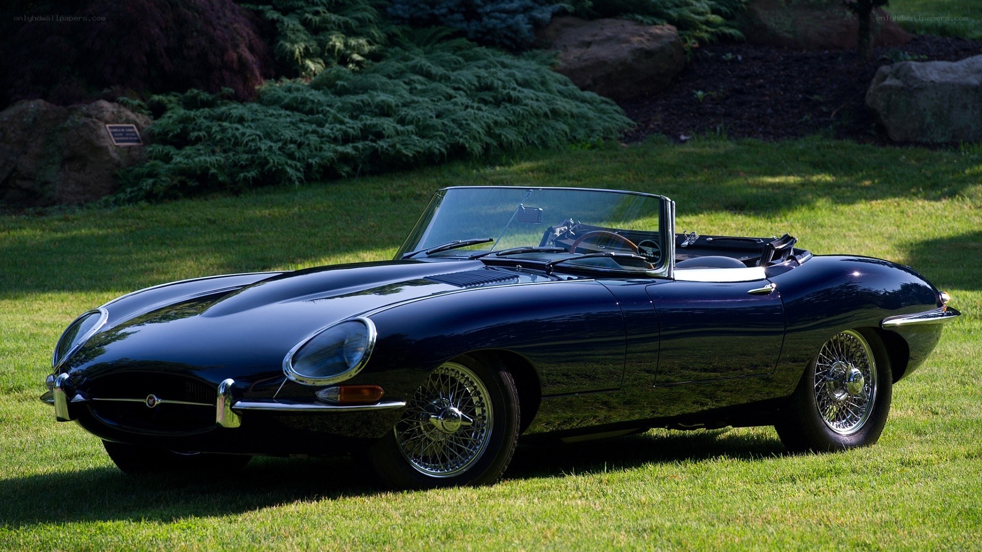 Classic black Jaguar E-Type convertible