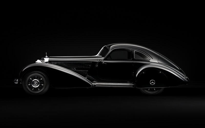 Classic black Mercedes-Benz coupe